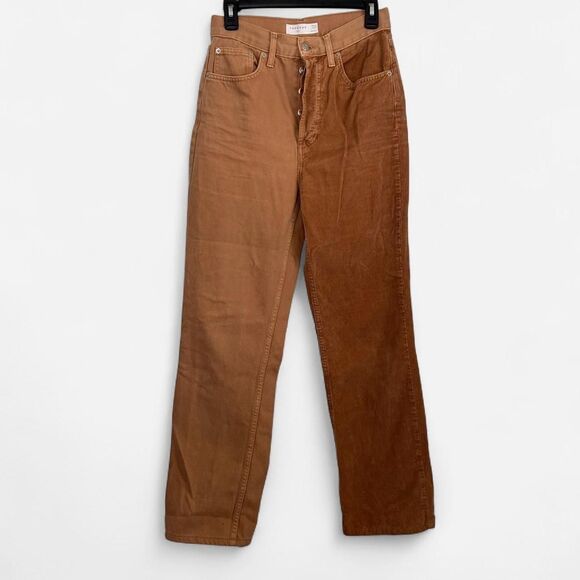Topshop Color Block Cord Straight Jeans – Two-Tone Brown (28) - Picture 4 of 7